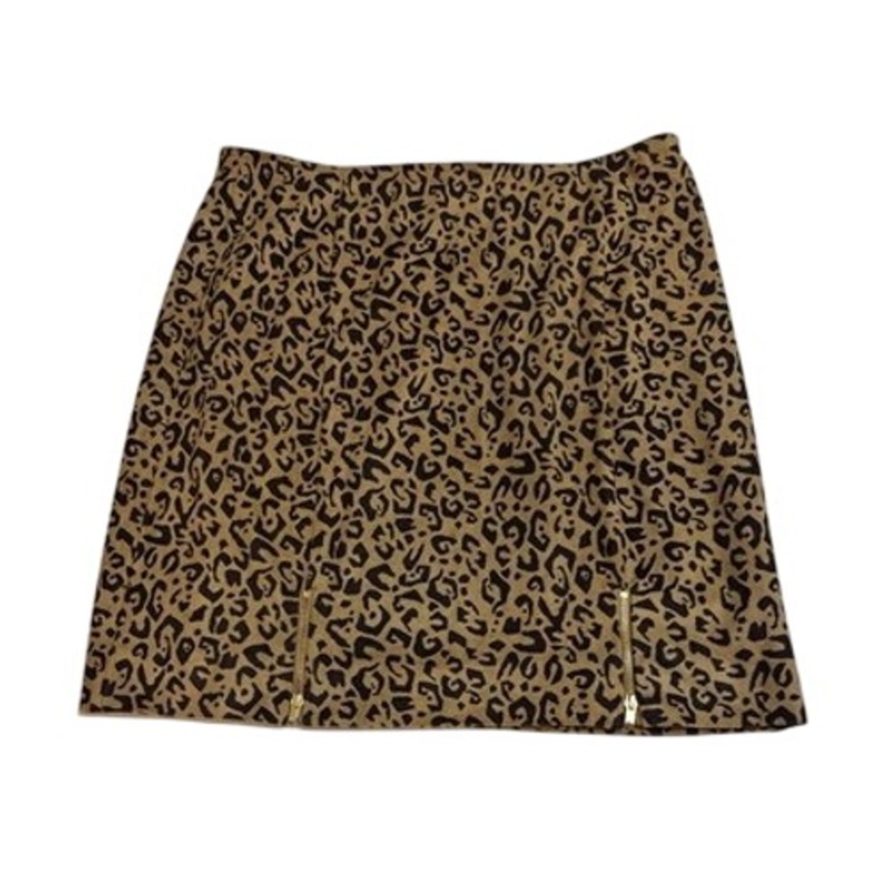 Chico's Black Label Leopard Mini Skirt Women 1.5 Brown Animal Print Grunge Indie